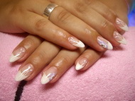 Lila fehér Akril virágokkal